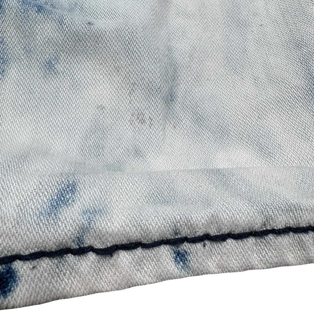 True Religion Straight Flap Acid Wash Jeans Blue White Mens‎ 44 Contrast Stitch